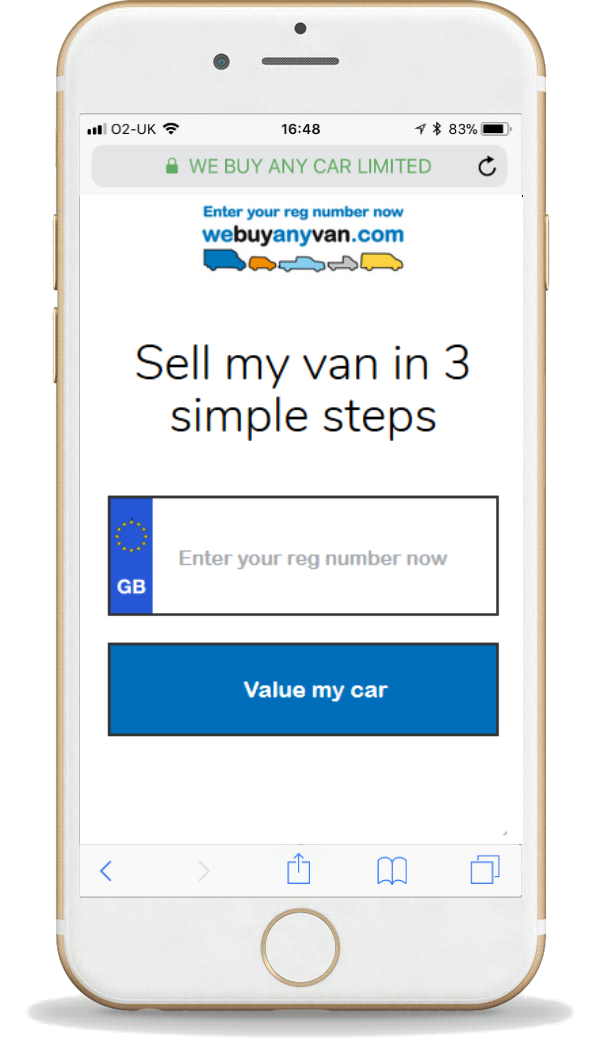 phone screen to sell your van